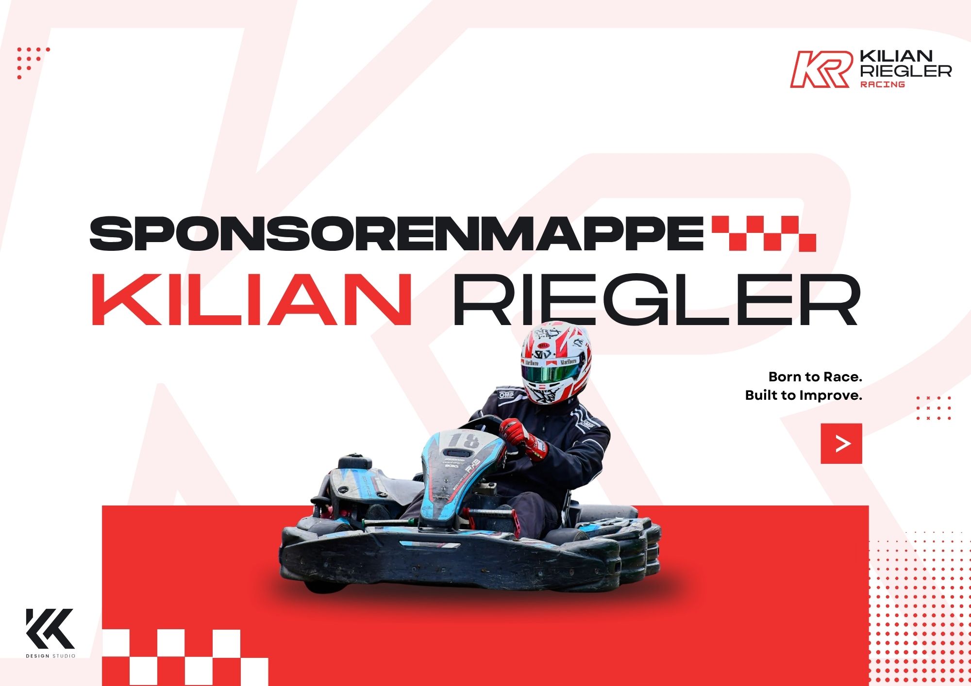 Aufgeschlagene Sponsorenmappe für Kart-Fahrer Kilian Riegler