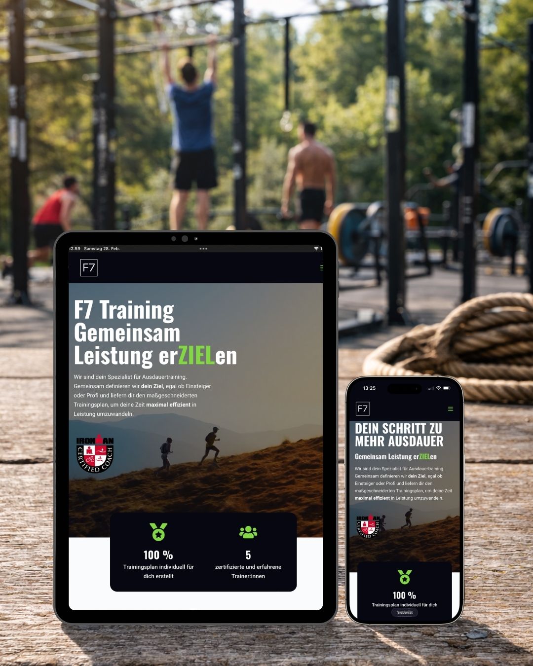 Website von F7 Training auf Laptop und Smartphone